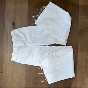 Zara White Denim with Frayed Hem